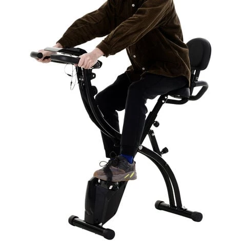 HOMCOM Vélo D'appartement Pliant 8 Niveaux De Résistance Magnétique Dossier Selle Réglable Poignées Ergonomiques écran LCD Multifonction Suspensions Support Tablette Acier Noir 6 HOMCOM Vélo D'appartement Pliant 8 Niveaux De Résistance Magnétique Dossier Selle Réglable Poignées Ergonomiques écran LCD Multifonction Suspensions Support Tablette Acier Noir – Image 4