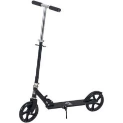 HOMCOM Trottinette Pliable Hauteur Guidon Réglable Sur 4 Niveaux Système De Freinage Arrière Noir Dim. 88L X 37l X 75-100H Cm
