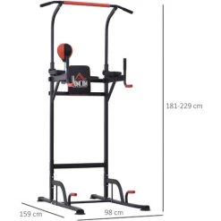HOMCOM Station De Traction Musculation Multifonctions Punching Ball Chaise Romaine Hauteur Réglable Acier Noir Rouge - Noir 9 HOMCOM Station De Traction Musculation Multifonctions Punching Ball Chaise Romaine Hauteur Réglable Acier Noir Rouge - Noir -France HOMCOM Soldes 2022 23980590 3
