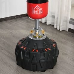 HOMCOM Sac De Frappe Boxe Autoportant Punching Ball Ø 60 X 180 Cm Ventouses Antidérapantes Amortisseurs Noir Rouge -France HOMCOM Soldes 2022 23980610 4