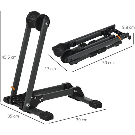HOMCOM Râtelier Vélo Range Vélo Pliable Métal Noir Dim. 39L X 35l X 45,5H Cm - Noir 5 HOMCOM Râtelier Vélo Range Vélo Pliable Métal Noir Dim. 39L X 35l X 45,5H Cm - Noir – Image 3
