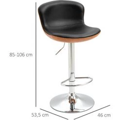 HOMCOM Lot De 2 Tabouret De Bar Design Contemporain Hauteur D'assise Réglable 64-85 Cm Pivotant 360° Revêtement Synthétique Noir Imitation Bois - Noir 9 HOMCOM Lot De 2 Tabouret De Bar Design Contemporain Hauteur D'assise Réglable 64-85 Cm Pivotant 360° Revêtement Synthétique Noir Imitation Bois - Noir -France HOMCOM Soldes 2022 24119834 3