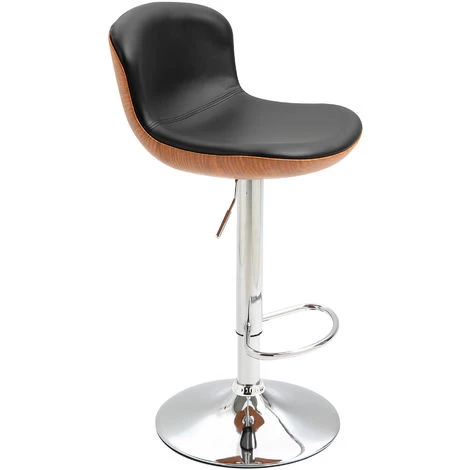 HOMCOM Lot De 2 Tabouret De Bar Design Contemporain Hauteur D'assise Réglable 64-85 Cm Pivotant 360° Revêtement Synthétique Noir Imitation Bois - Noir 6 HOMCOM Lot De 2 Tabouret De Bar Design Contemporain Hauteur D'assise Réglable 64-85 Cm Pivotant 360° Revêtement Synthétique Noir Imitation Bois - Noir – Image 4