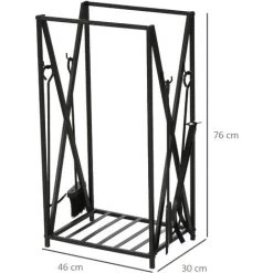 HOMCOM Serviteur De Cheminée - Porte Bûches - Range Bûches Multi Accessoires étagère 46L X 30l X 76H Cm Acier Noir - Noir 9 HOMCOM Serviteur De Cheminée - Porte Bûches - Range Bûches Multi Accessoires étagère 46L X 30l X 76H Cm Acier Noir - Noir -France HOMCOM Soldes 2022 24119839 3