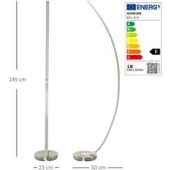HOMCOM Lampadaire Design LED Argent Dim. 50L X 23l X H149 Cm -France HOMCOM Soldes 2022 24191065 3