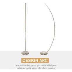 HOMCOM Lampadaire Design LED Argent Dim. 50L X 23l X H149 Cm -France HOMCOM Soldes 2022 24191065 5