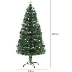 HOMCOM Sapin De Noël Artificiel Lumineux Fibre Optique LED + 20 Ampoules + Support Pied Ø 63 X 120H Cm 130 Branches étoile Sommet Brillante Vert - Vert 8 HOMCOM Sapin De Noël Artificiel Lumineux Fibre Optique LED + 20 Ampoules + Support Pied Ø 63 X 120H Cm 130 Branches étoile Sommet Brillante Vert - Vert -France HOMCOM Soldes 2022 24232743 3