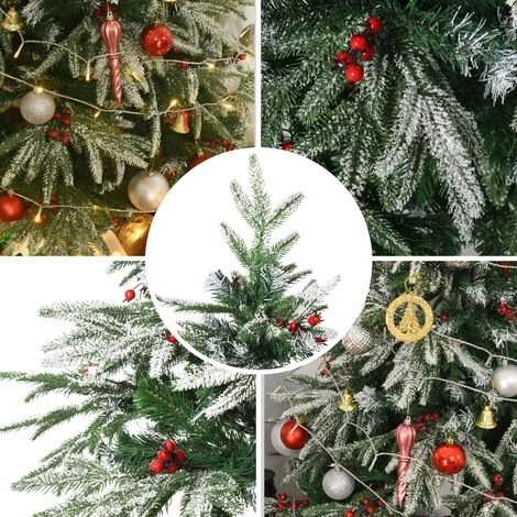 HOMCOM Sapin De Noël Artificiel Enneigé Ø 75 X 150H Cm 451 Branches épines Imitation Nordmann Grand Réalisme 56 Houx - Vert 6 HOMCOM Sapin De Noël Artificiel Enneigé Ø 75 X 150H Cm 451 Branches épines Imitation Nordmann Grand Réalisme 56 Houx - Vert – Image 4