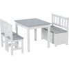 HOMCOM Ensemble De Table Et Chaises Enfant - Set De 4 Pièces - Table, 2 Chaises, Banc Coffre 2 En 1 - MDF Pin Blanc Gris 2 HOMCOM Ensemble De Table Et Chaises Enfant - Set De 4 Pièces - Table, 2 Chaises, Banc Coffre 2 En 1 - MDF Pin Blanc Gris -France HOMCOM Soldes 2022 24852772 1