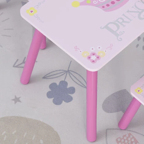 HOMCOM Ensemble Table Et Chaises Enfant Design Princesse Motif Couronne Bois Pin MDF Rose 7 HOMCOM Ensemble Table Et Chaises Enfant Design Princesse Motif Couronne Bois Pin MDF Rose – Image 5