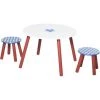 HOMCOM Ensemble Table Et Chaises Enfant - Table Ronde + 2 Tabourets - Motif étoilé - Bois Pin MDF Bleu Blanc -France HOMCOM Soldes 2022 24957235 1