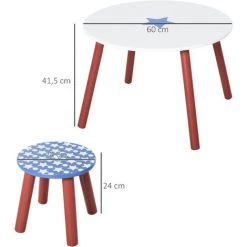 HOMCOM Ensemble Table Et Chaises Enfant - Table Ronde + 2 Tabourets - Motif étoilé - Bois Pin MDF Bleu Blanc 9 HOMCOM Ensemble Table Et Chaises Enfant - Table Ronde + 2 Tabourets - Motif étoilé - Bois Pin MDF Bleu Blanc -France HOMCOM Soldes 2022 24957235 3