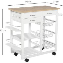 HOMCOM Chariot De Service Desserte De Cuisine à Roulettes Multi-rangements 92L X 37l X 82H Cm MDF Imitation Chêne Clair Pin Blanc - Blanc 9 HOMCOM Chariot De Service Desserte De Cuisine à Roulettes Multi-rangements 92L X 37l X 82H Cm MDF Imitation Chêne Clair Pin Blanc - Blanc -France HOMCOM Soldes 2022 24957249 3