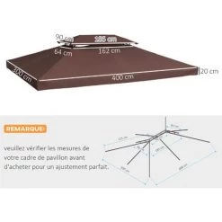 HOMCOM Toile De Rechange Pour Pavillon Tonnelle Tente Polyester Haute Densité Imperméabilisé 180 G/m² 3 X 4 M Chocolat 9 HOMCOM Toile De Rechange Pour Pavillon Tonnelle Tente Polyester Haute Densité Imperméabilisé 180 G/m² 3 X 4 M Chocolat -France HOMCOM Soldes 2022 25006880 3