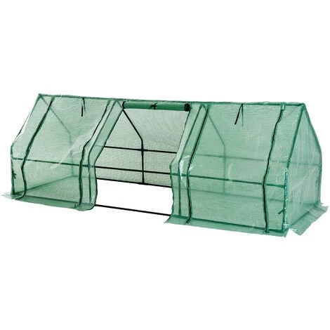 HOMCOM Mini Serre De Jardin 270L X 90l X 90H Cm Acier PE Haute Densité 140 G/m² Anti-UV 3 Fenêtres Avec Zip Enroulables Vert - Vert 3 HOMCOM Mini Serre De Jardin 270L X 90l X 90H Cm Acier PE Haute Densité 140 G/m² Anti-UV 3 Fenêtres Avec Zip Enroulables Vert - Vert
