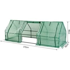 HOMCOM Mini Serre De Jardin 270L X 90l X 90H Cm Acier PE Haute Densité 140 G/m² Anti-UV 3 Fenêtres Avec Zip Enroulables Vert - Vert 9 HOMCOM Mini Serre De Jardin 270L X 90l X 90H Cm Acier PE Haute Densité 140 G/m² Anti-UV 3 Fenêtres Avec Zip Enroulables Vert - Vert -France HOMCOM Soldes 2022 25006893 3