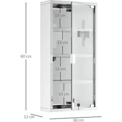 HOMCOM Armoire à Pharmacie 3 étagères 4 Niveaux 30L X 12l X 60H Cm Porte Verre Trempé Symbole Croix Acier Inoxydable Brossé 9 HOMCOM Armoire à Pharmacie 3 étagères 4 Niveaux 30L X 12l X 60H Cm Porte Verre Trempé Symbole Croix Acier Inoxydable Brossé -France HOMCOM Soldes 2022 25006914 3