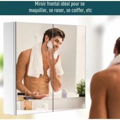 HOMCOM Armoire Miroir Rangement Toilette Salle De Bain Meuble Mural Dim. 60L X 12l X 55H Cm Acier Inox. 11 HOMCOM Armoire Miroir Rangement Toilette Salle De Bain Meuble Mural Dim. 60L X 12l X 55H Cm Acier Inox. -France HOMCOM Soldes 2022 25006917 5