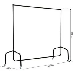 HOMCOM Portant Tringle à Vêtements Acier Charge Max. 140 Kg Dim. 150L X 60l X 170H Cm Noir - Noir 9 HOMCOM Portant Tringle à Vêtements Acier Charge Max. 140 Kg Dim. 150L X 60l X 170H Cm Noir - Noir -France HOMCOM Soldes 2022 25006925 3