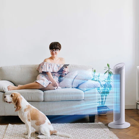 HOMCOM Ventilateur Colonne Tour Oscillant Silencieux 45 W 3 Vitesses 27L X 27l X 75H Cm Blanc - Blanc 6 HOMCOM Ventilateur Colonne Tour Oscillant Silencieux 45 W 3 Vitesses 27L X 27l X 75H Cm Blanc - Blanc – Image 4