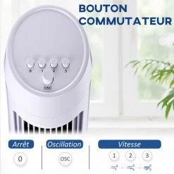 HOMCOM Ventilateur Colonne Tour Oscillant Silencieux 45 W 3 Vitesses 27L X 27l X 75H Cm Blanc - Blanc 11 HOMCOM Ventilateur Colonne Tour Oscillant Silencieux 45 W 3 Vitesses 27L X 27l X 75H Cm Blanc - Blanc -France HOMCOM Soldes 2022 25007071 5