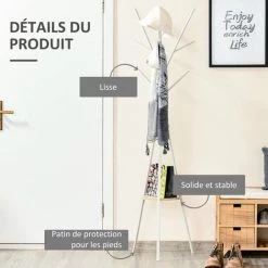 HOMCOM Porte-manteau Trépied Design Contemporain Branches étagère + 9 Patères Dim. 45L X 45l X 180H Cm Métal Gris Clair - Gris 11 HOMCOM Porte-manteau Trépied Design Contemporain Branches étagère + 9 Patères Dim. 45L X 45l X 180H Cm Métal Gris Clair - Gris -France HOMCOM Soldes 2022 25007093 5
