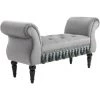 HOMCOM Banc Banquette Capitonnée Design Accoudoirs Courbés Pompons Pieds Bois Hévéa Revêtement Velours Gris - Gris 2 HOMCOM Banc Banquette Capitonnée Design Accoudoirs Courbés Pompons Pieds Bois Hévéa Revêtement Velours Gris - Gris -France HOMCOM Soldes 2022 25007118 1