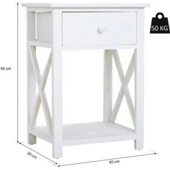 HOMCOM Table De Chevet Table De Nuit Style Cosy Avec Croix Latérales Tiroir Et étagère Bois Et MDF Blanc 9 HOMCOM Table De Chevet Table De Nuit Style Cosy Avec Croix Latérales Tiroir Et étagère Bois Et MDF Blanc -France HOMCOM Soldes 2022 25007132 3