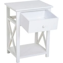 HOMCOM Table De Chevet Table De Nuit Style Cosy Avec Croix Latérales Tiroir Et étagère Bois Et MDF Blanc 10 HOMCOM Table De Chevet Table De Nuit Style Cosy Avec Croix Latérales Tiroir Et étagère Bois Et MDF Blanc -France HOMCOM Soldes 2022 25007132 4