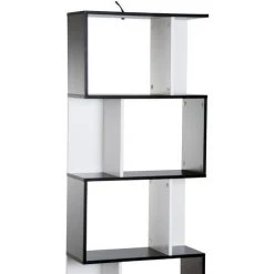 HOMCOM Bibliothèque étagère Meuble De Rangement Design Contemporain En S 5 étagères 60L X 24l X 185H Cm Noir Blanc -France HOMCOM Soldes 2022 25007152 4
