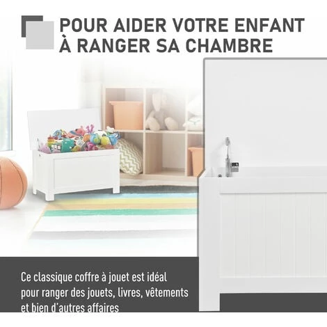 HOMCOM Coffre Malle De Rangement 81L X 40l X 46H Cm MDF Blanc 7 HOMCOM Coffre Malle De Rangement 81L X 40l X 46H Cm MDF Blanc – Image 5