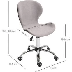 HOMCOM Chaise De Bureau Design Contemporain Hauteur Réglable Pivotant 360° Piètement Chromé Velours Gris - Gris 9 HOMCOM Chaise De Bureau Design Contemporain Hauteur Réglable Pivotant 360° Piètement Chromé Velours Gris - Gris -France HOMCOM Soldes 2022 25007184 3