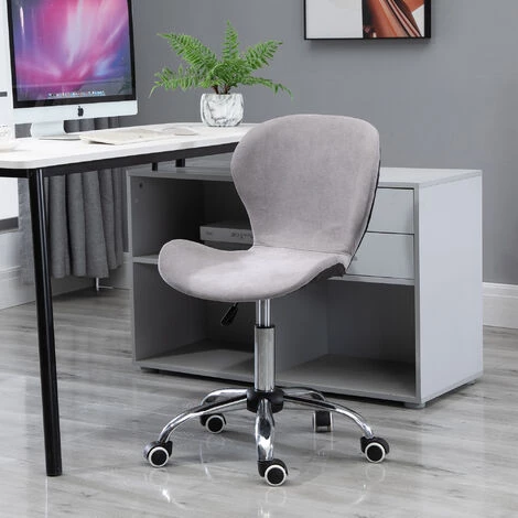 HOMCOM Chaise De Bureau Design Contemporain Hauteur Réglable Pivotant 360° Piètement Chromé Velours Gris - Gris 7 HOMCOM Chaise De Bureau Design Contemporain Hauteur Réglable Pivotant 360° Piètement Chromé Velours Gris - Gris â Image 5