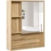 HOMCOM Armoire Murale De Rangement Salle De Bain Avec Porte Miroir Couleur Bois De Chêne Dim. 60L X 15l X H76 Cm -France HOMCOM Soldes 2022 25007223 1