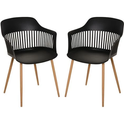 HOMCOM Lot De 2 Chaises De Salle à Manger, Chaise De Cuisine, Design élégant Moderne, Pieds Antidérapants Métal, Dossier Large Accoudoirs Ergonomiques, Grand Confort, 58 X 53 X 81,5 Cm, Noir - Noir 2 HOMCOM Lot De 2 Chaises De Salle à Manger, Chaise De Cuisine, Design élégant Moderne, Pieds Antidérapants Métal, Dossier Large Accoudoirs Ergonomiques, Grand Confort, 58 X 53 X 81,5 Cm, Noir - Noir
