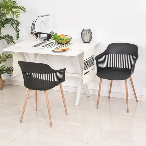 HOMCOM Lot De 2 Chaises De Salle à Manger, Chaise De Cuisine, Design élégant Moderne, Pieds Antidérapants Métal, Dossier Large Accoudoirs Ergonomiques, Grand Confort, 58 X 53 X 81,5 Cm, Noir - Noir 3 HOMCOM Lot De 2 Chaises De Salle à Manger, Chaise De Cuisine, Design élégant Moderne, Pieds Antidérapants Métal, Dossier Large Accoudoirs Ergonomiques, Grand Confort, 58 X 53 X 81,5 Cm, Noir - Noir – Image 2