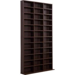 HOMCOM Étagère Rangement CD/DVD Meuble De Rangement Pour 1116 CDs 33 Compartiments Réglables En Hauteur 102 X 24 X 195 Cm Marron