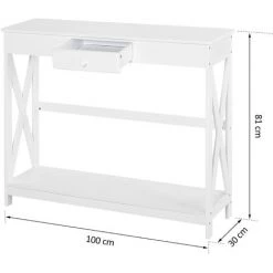 HOMCOM Console Style Table De Drapier Néo-rétro Tiroir + étagère Dim. 100L X 30l X 81H Cm MDF Blanc 9 HOMCOM Console Style Table De Drapier Néo-rétro Tiroir + étagère Dim. 100L X 30l X 81H Cm MDF Blanc -France HOMCOM Soldes 2022 25007292 3