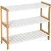 HOMCOM Etagère à Chaussures, étagère De Rangement, Meuble Chaussures 3 Niveaux Bambou MDF Blanc -France HOMCOM Soldes 2022 25007299 1