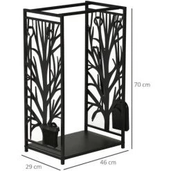 HOMCOM Serviteur De Cheminée Arbre - Porte Bûches - Range Bûches Multi Accessoires étagère 46L X 29l X 70H Cm Acier Noir - Noir 9 HOMCOM Serviteur De Cheminée Arbre - Porte Bûches - Range Bûches Multi Accessoires étagère 46L X 29l X 70H Cm Acier Noir - Noir -France HOMCOM Soldes 2022 25007347 3