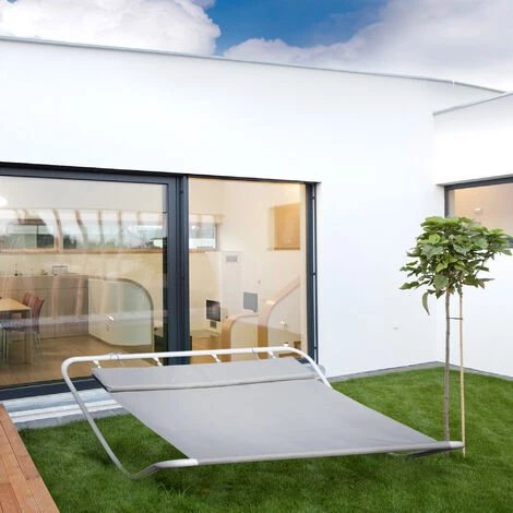 HOMCOM Bain De Soleil Transat De Jardin Bascule 2 Personnes Hamac 2,12 X 1,75 X 0,6 M Gris - Gris 4 HOMCOM Bain De Soleil Transat De Jardin Bascule 2 Personnes Hamac 2,12 X 1,75 X 0,6 M Gris - Gris – Image 2