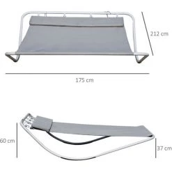 HOMCOM Bain De Soleil Transat De Jardin Bascule 2 Personnes Hamac 2,12 X 1,75 X 0,6 M Gris - Gris 9 HOMCOM Bain De Soleil Transat De Jardin Bascule 2 Personnes Hamac 2,12 X 1,75 X 0,6 M Gris - Gris -France HOMCOM Soldes 2022 25007473 3