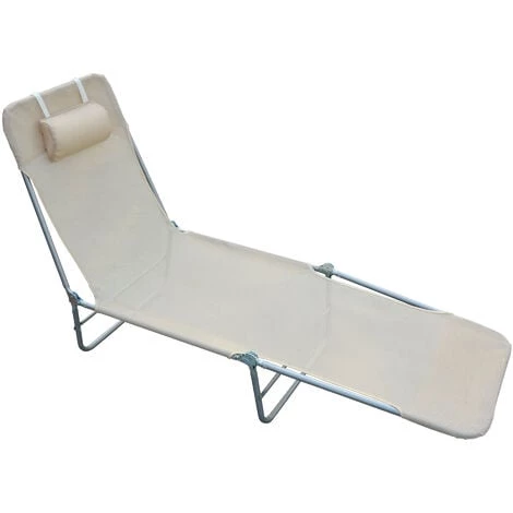 HOMCOM Chaise Longue Pliante Bain De Soleil Inclinable Transat Textilène Lit Jardin Plage 182L X 56l X 24,5H Cm Beige - Beige 3 HOMCOM Chaise Longue Pliante Bain De Soleil Inclinable Transat Textilène Lit Jardin Plage 182L X 56l X 24,5H Cm Beige - Beige