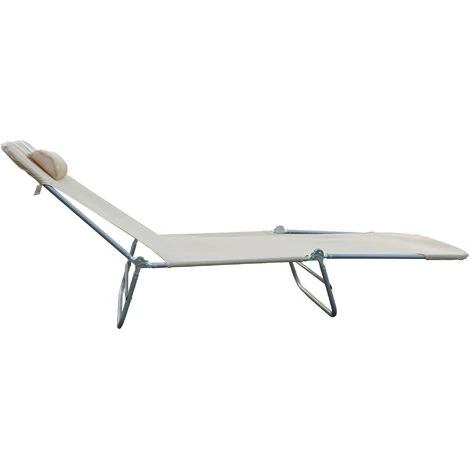 HOMCOM Chaise Longue Pliante Bain De Soleil Inclinable Transat Textilène Lit Jardin Plage 182L X 56l X 24,5H Cm Beige - Beige 6 HOMCOM Chaise Longue Pliante Bain De Soleil Inclinable Transat Textilène Lit Jardin Plage 182L X 56l X 24,5H Cm Beige - Beige – Image 4