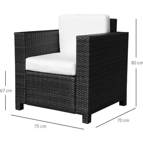 HOMCOM Fauteuil Canape Salon De Jardin Resine Rotin Tresse Brun 1 Place - Taupe 5 HOMCOM Fauteuil Canape Salon De Jardin Resine Rotin Tresse Brun 1 Place - Taupe – Image 3