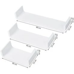 HOMCOM Lot De 3 étagères Murales Flottantes Design Contemporain Courbé Kit Fixation Inclus MDF Blanc - Blanc 9 HOMCOM Lot De 3 étagères Murales Flottantes Design Contemporain Courbé Kit Fixation Inclus MDF Blanc - Blanc -France HOMCOM Soldes 2022 25007537 3