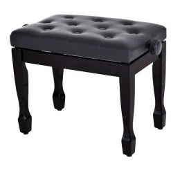HOMCOM Banquette Piano Tabouret Siege Hauteur Reglable Noir Bois Revêtement Synthétique