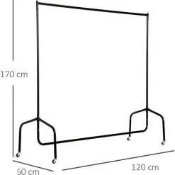 HOMCOM Portant Tringle à Vêtements Acier Charge Max. 140 Kg Dim. 120L X 60l X 170H Cm Noir - Noir 9 HOMCOM Portant Tringle à Vêtements Acier Charge Max. 140 Kg Dim. 120L X 60l X 170H Cm Noir - Noir -France HOMCOM Soldes 2022 25007547 3