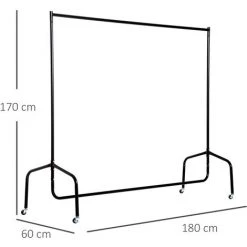 HOMCOM Portant Tringle à Vêtements Acier Charge Max. 140 Kg Dim. 180L X 60l X 170H Cm Noir - Noir 9 HOMCOM Portant Tringle à Vêtements Acier Charge Max. 140 Kg Dim. 180L X 60l X 170H Cm Noir - Noir -France HOMCOM Soldes 2022 25007552 3