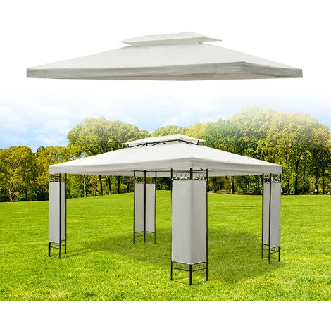 HOMCOM Toile De Toit De Rechange Pour Pavillon Tonnelle Tente 3x4m Crème 4 HOMCOM Toile De Toit De Rechange Pour Pavillon Tonnelle Tente 3x4m Crème – Image 2